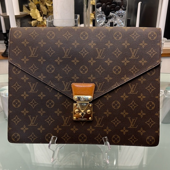 Vintage LV Louis Vuitton Document Portfolio Carrier Monogram Brown - Picture 2 of 13